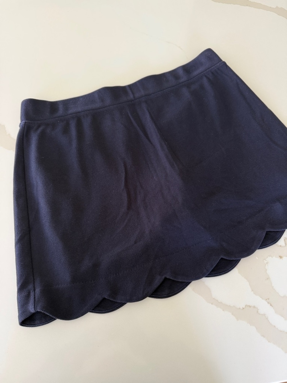 Scalloped Hem Navy Mini Skort